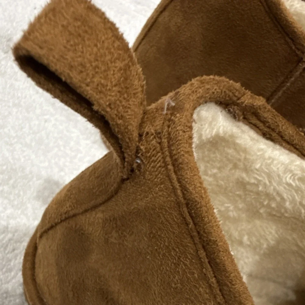 Madden‎ Girl Girls Brown Ankle Bootie Faux Fur Lined Pull-On Round Toe Flat 10